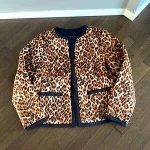 Talbots Women’s Quilted Cheetah Print bomber Jacket size M